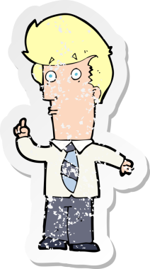 İnsan tarafından çizilmiş bir karikatürcünün gerilemiş retro yapıştırması.