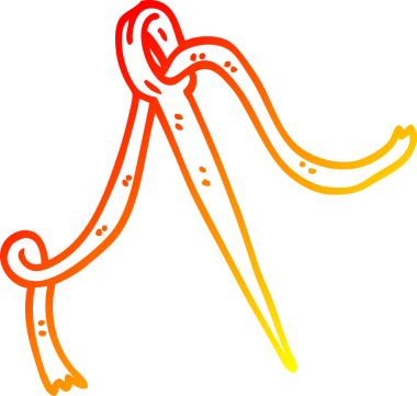 Bir insan tarafından çizilen iğne ve ipliğin sıcak eğimli çizgi çizimi