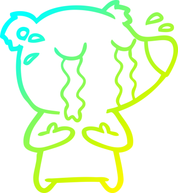 Bir insan tarafından çizilmiş ağlayan bir ayının soğuk çizgi çizimi.