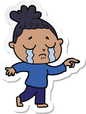 Bir insan tarafından çizilmiş, ağlayan bir kadının çıkartması.