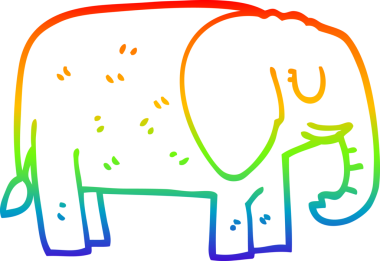 Gökkuşağı gradyan çizgisi bir insan tarafından çizilmiş bir fil çizimi