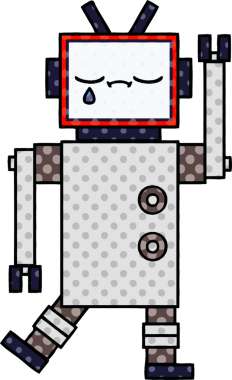 bir insan tarafından çizilmiş bir robotun çizgi roman tarzı