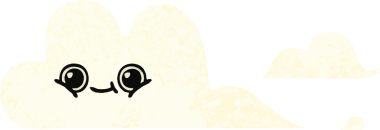 Bir insan tarafından çizilmiş bulutların retro çizim tarzı karikatürü