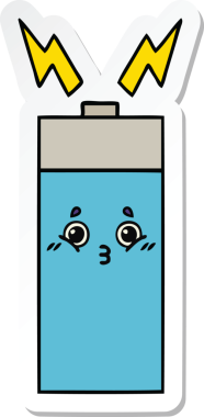 Bir insan tarafından çizilmiş şirin bir karikatür aküsünün çıkartması.