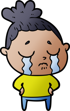 Bir insan tarafından çizilmiş ağlayan kadın çizgi filmi.