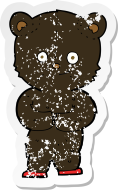 Bir insan tarafından çizilmiş bir oyuncak ayı yavrusunun gerilimli yapıştırması.