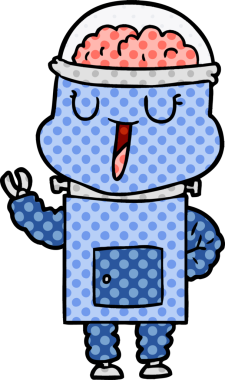 Bir insan tarafından çizilmiş mutlu çizgi film robotu