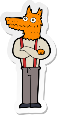 Bir insan tarafından çizilmiş komik bir tilkinin çıkartması.