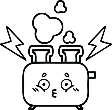Bir insan tarafından çizilmiş bir tost makinesinin çizgi çizimi