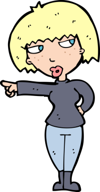 Bir insan tarafından çizilmiş rahatsız kadın çizgi filmi.