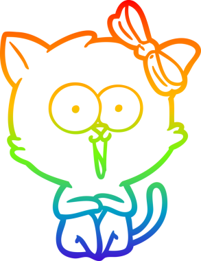 gökkuşağı gradyanı çizimi bir insan tarafından çizilmiş çizgi film kedisi