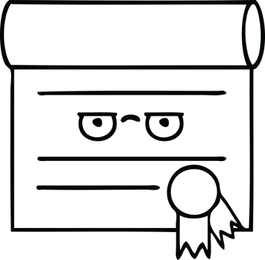 Bir insan tarafından çizilmiş bir sertifikanın çizgi çizimi