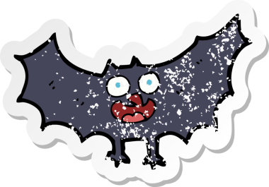 Bir insan tarafından çizilmiş karikatür yarasasının gerilimli çıkartması.