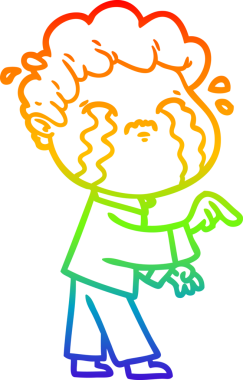 Gökkuşağı gradyan çizimi bir insan tarafından çizilmiş ağlayan bir karikatür adamı çiziyor.