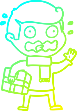 Bir çizgi film karakterinin soğuk gradyan çizimi bir insan tarafından tamamen strese sokulmuş.