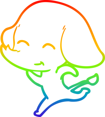 Gökkuşağı gradyan çizgisi bir insan tarafından çizilmiş şirin bir fil çizimi