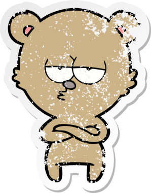 Bir insan tarafından çizilmiş sıkılmış bir ayı çizgi filminin sıkıntılı çıkartması.