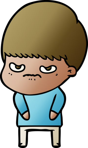 Bir insan tarafından çizilmiş sinirli çizgi film çocuğu.