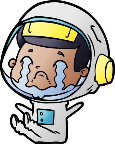 Bir insan tarafından çizilmiş ağlayan astronot çizgi filmi.