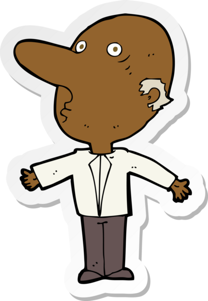 Bir insan tarafından çizilmiş, kafası karışmış orta yaşlı bir adamın çıkartması.