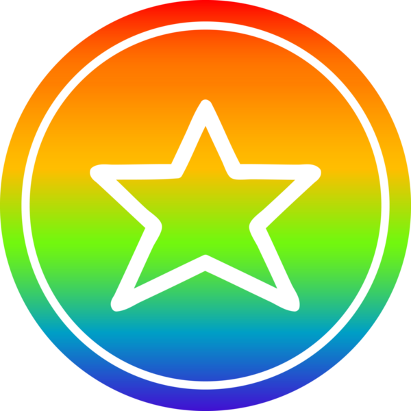 bir insan tarafından çizilmiş gökkuşağı gradyan bir yıldız şekli dairesel simgesi