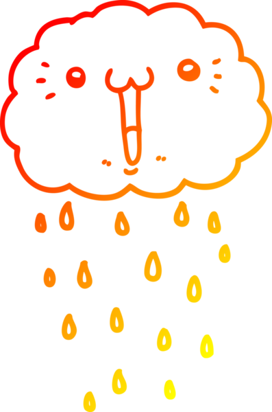 Bir insan tarafından çizilen karikatür bulutunun sıcak gradyan çizimi