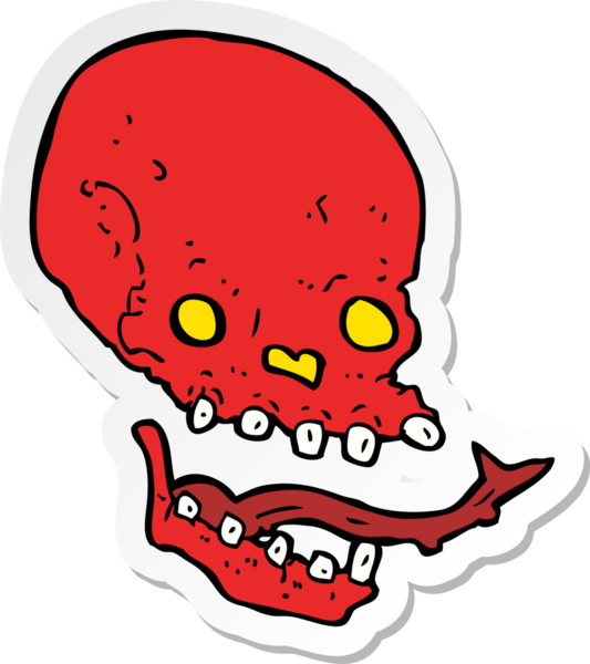 Bir insan tarafından çizilmiş ürkütücü bir karikatür çıkartması.