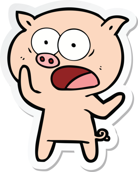 Bir insan tarafından çizilmiş domuz çizgi filmi etiketi.
