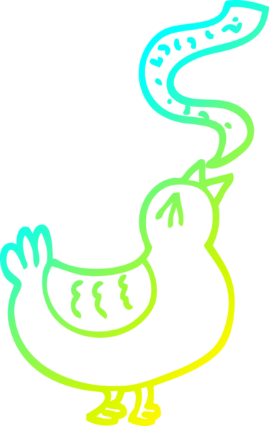 Bir insan tarafından çizilmiş bir çizgi film kuşunun soğuk gradyan çizimi