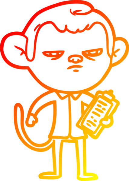 Bir insan tarafından çizilen kızgın maymun patronun çizgi çizimi.