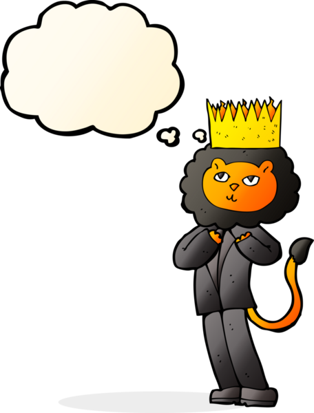 Bir insan tarafından çizilmiş düşünce balonlu hayvanların çizgi film kralı.