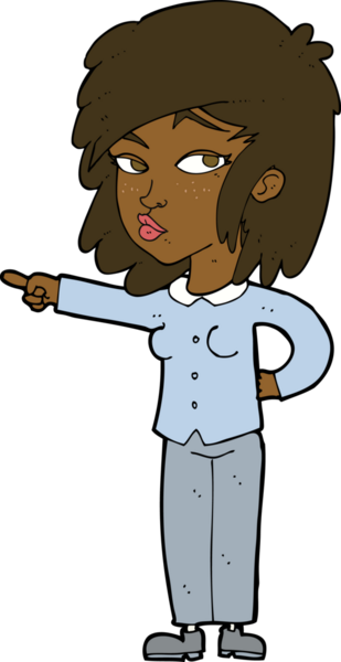 Bir insan tarafından çizilmiş çizgi film kadını.