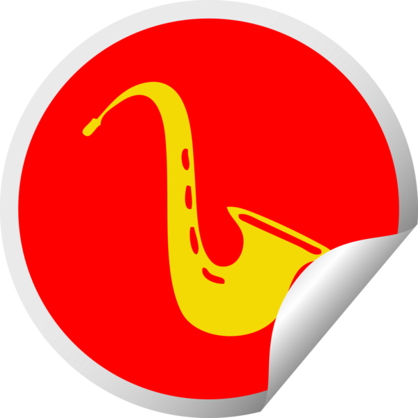 Bir insan tarafından çizilmiş, dairesel soyulmuş saksafon karikatürü.