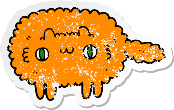 Bir insan tarafından çizilmiş karikatür bir kedinin sıkıntılı çıkartması.