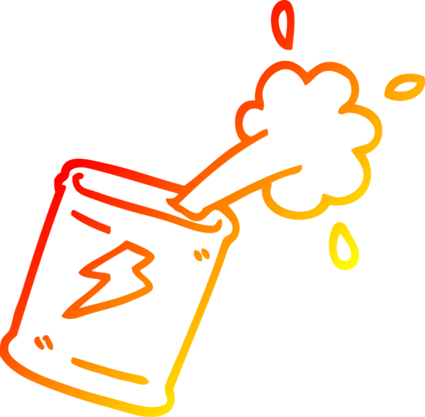 Bir insan tarafından çizilmiş karikatür soda kutusunun sıcak gradyan çizgisi.