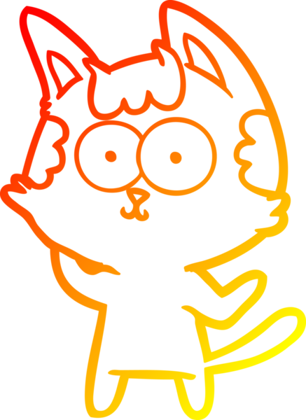 Bir insan tarafından çizilmiş mutlu çizgi film kedisinin sıcak çizgi çizgisi.