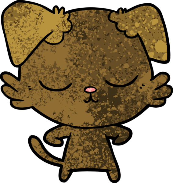 Bir insan tarafından çizilmiş şirin bir çizgi film köpeği.