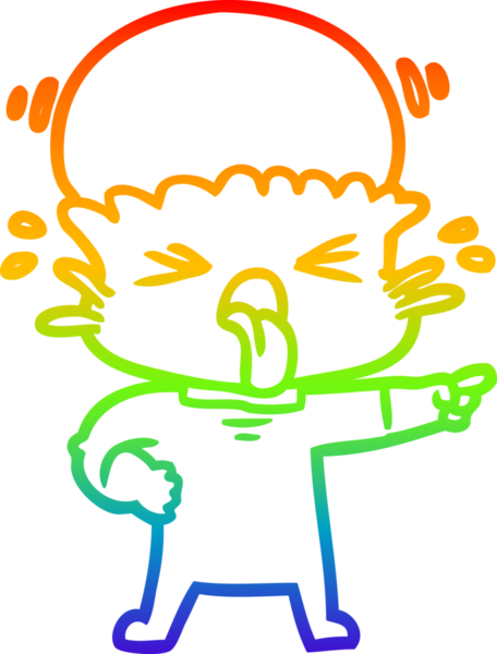 Gökkuşağı gradyan çizimi. Bir insan tarafından çizilmiş iğrenç bir çizgi film uzaylısı.