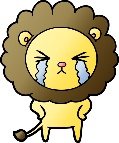 Bir insan tarafından çizilmiş ağlayan bir aslan.