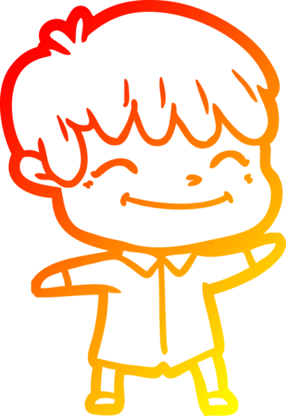 Bir insan tarafından çizilen mutlu bir çocuğun sıcak çizgi çizimi.