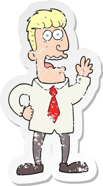 Bir insan tarafından çizilmiş bir karikatür işadamının gerilimli çıkartması.