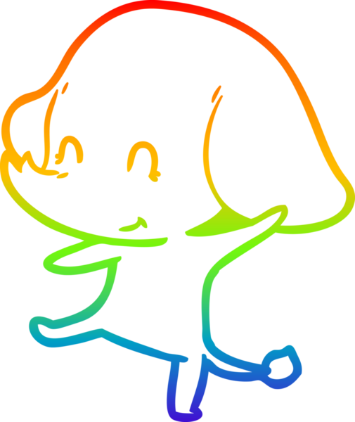 Gökkuşağı gradyan çizgisi bir insan tarafından çizilmiş şirin bir fil çizimi