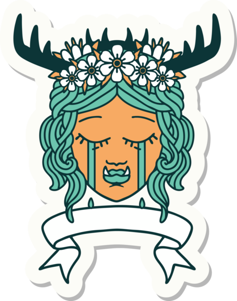 Bir insan tarafından çizilmiş ağlayan bir Ork Druid karakterinin çıkartması.