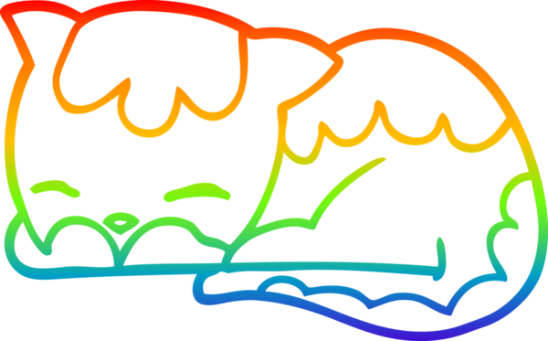 Gökkuşağı gradyan çizgi çizimi bir insan tarafından çizilen çizgi film kedisi