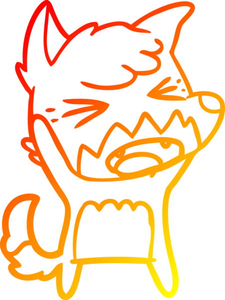 Bir insan tarafından çizilmiş kızgın bir tilkinin sıcak çizgi çizimi