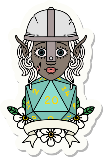 Bir insan tarafından çizilmiş doğal 20 zarlı bir elf savaşçısı çıkartması.