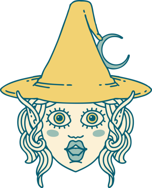 Retro Dövme Biçimi Elf karakteri bir insan tarafından çizilmiş