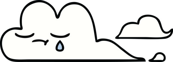 Bir insan tarafından çizilmiş beyaz bir bulutun sevimli karikatürü.