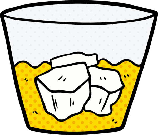 Bir insan tarafından çizilmiş bardakta viski.