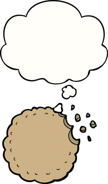 Bir insan tarafından çizilmiş düşünce baloncuklu çizgi film kurabiyesi.